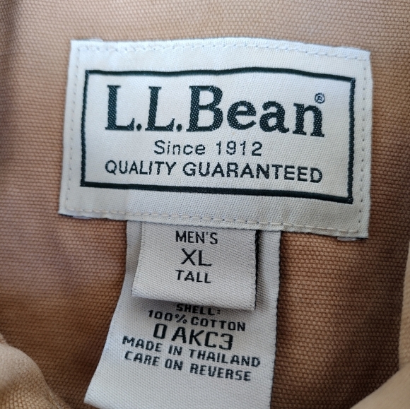 LL Bean Canvas Shirt Jacket Mens XL TallTan Brown Shacket - Picture 6 of 8